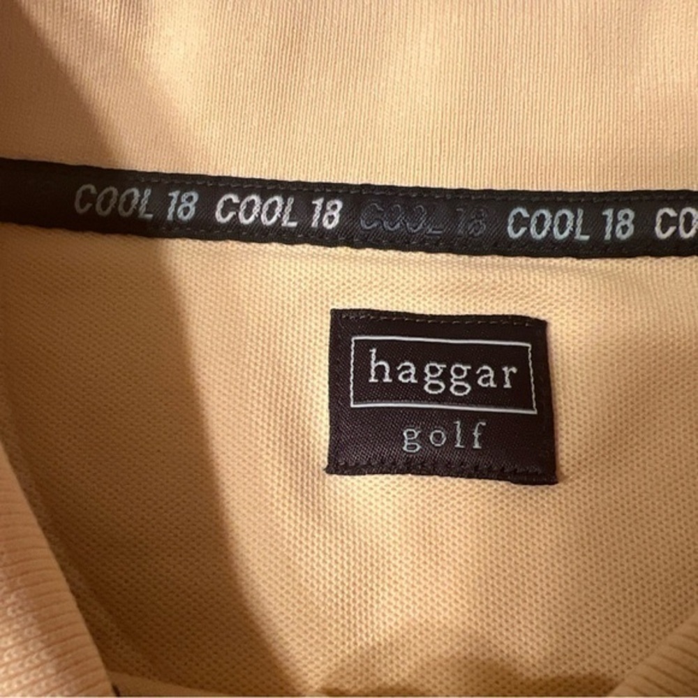 EUC Haggar Cool 18 Mens Polo Shirt Large Golf Tennis Short Sleeve (Y) - Picture 6 of 7